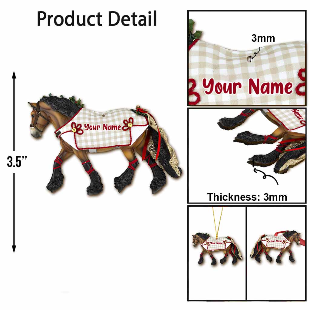 Cheval de Noël - Ornement de Noël personnalisé en forme de cheval (Impression recto verso)