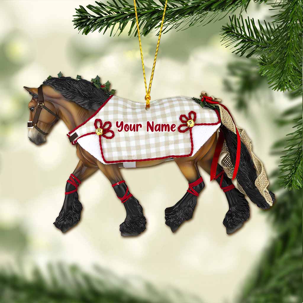 Cheval de Noël - Ornement de Noël personnalisé en forme de cheval (Impression recto verso)