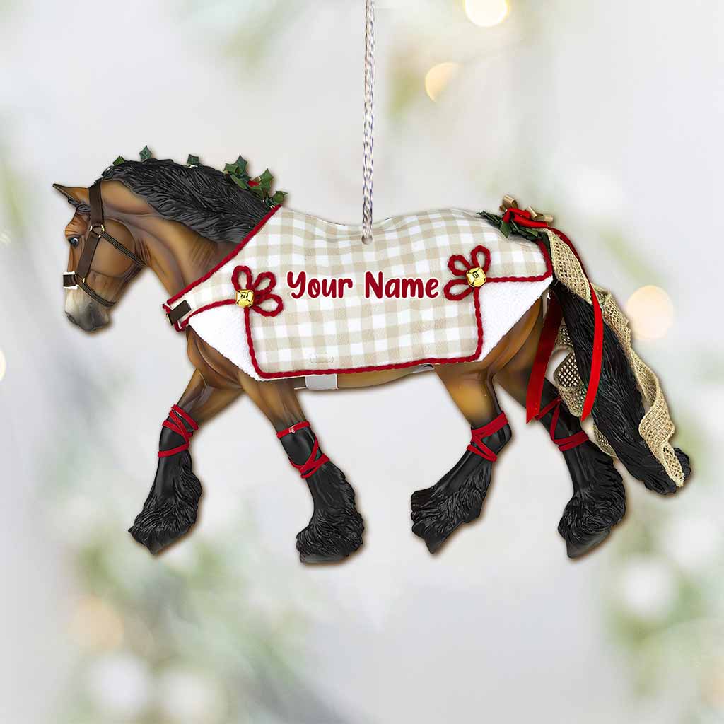 Cheval de Noël - Ornement de Noël personnalisé en forme de cheval (Impression recto verso)