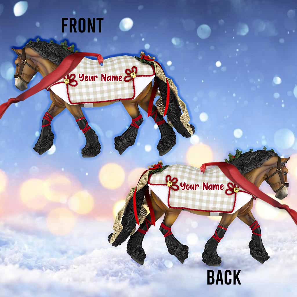 Cheval de Noël - Ornement de Noël personnalisé en forme de cheval (Impression recto verso)