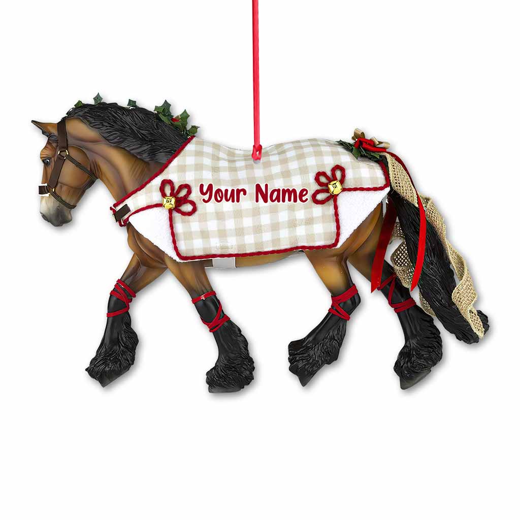 Cheval de Noël - Ornement de Noël personnalisé en forme de cheval (Impression recto verso)