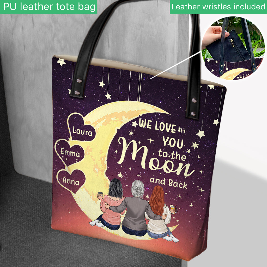 Aller et revenir de la Lune - Cadeau pour grand-mère, maman, fille, petite-fille - Sac fourre-tout personnalisé