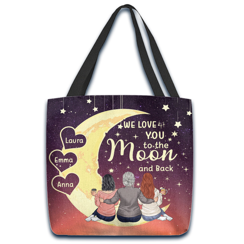 Aller et revenir de la Lune - Cadeau pour grand-mère, maman, fille, petite-fille - Sac fourre-tout personnalisé