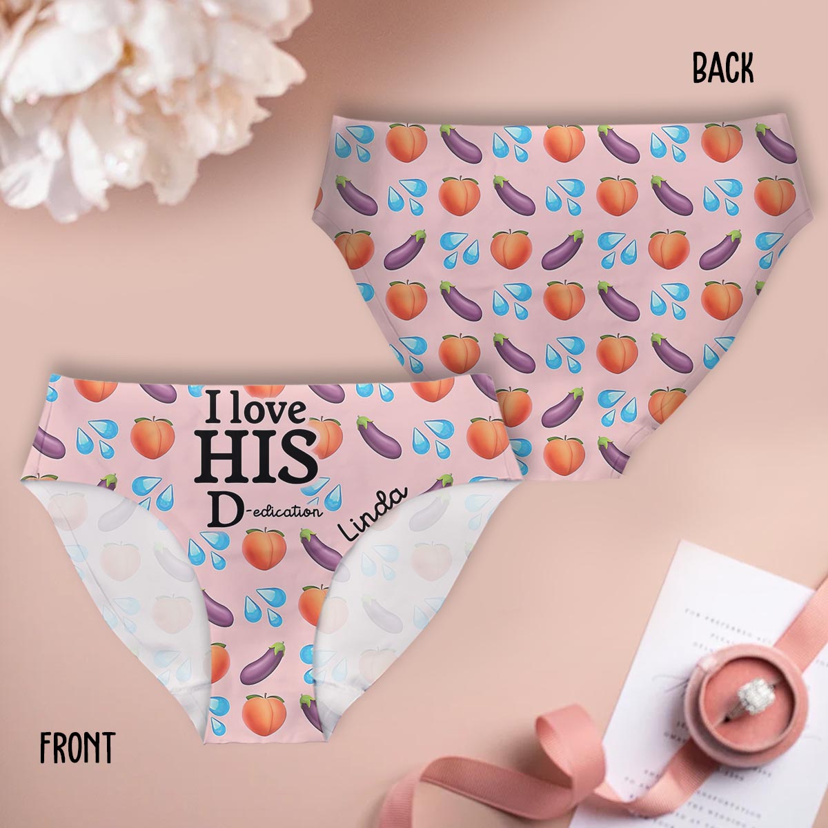 I Love Her P, I Love His D - Personalized Couple Women Briefs & Men Boxer Briefs