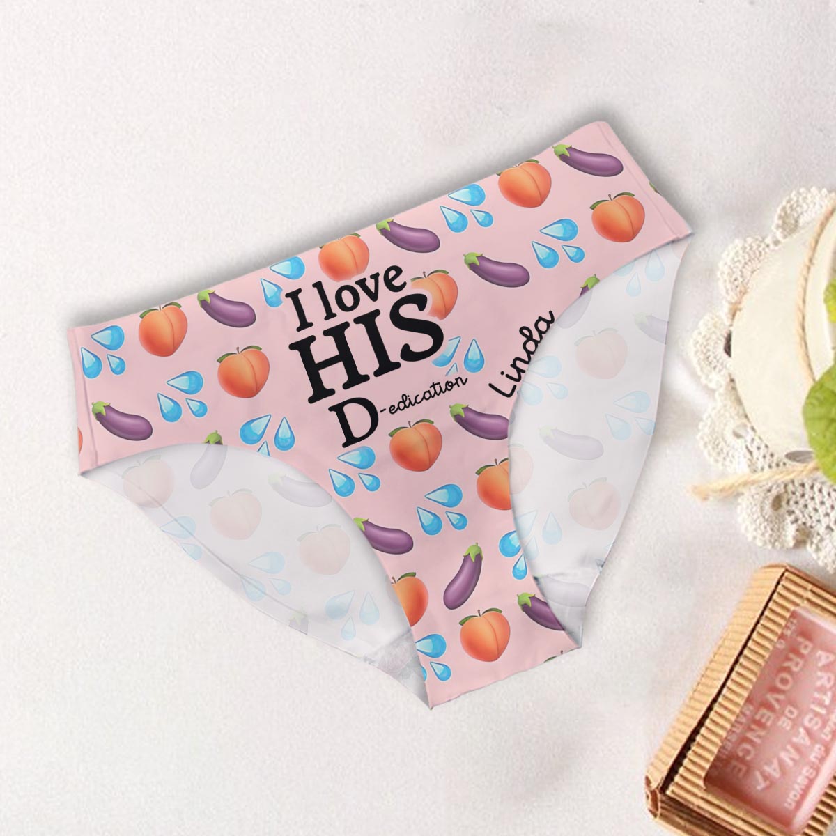 I Love Her P, I Love His D - Personalized Couple Women Briefs & Men Boxer Briefs