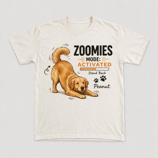 T-shirt Personnalisé Golden Retriever Mode Zoomies Activé - Cadeau Amusant pour Amoureux des Chiens
