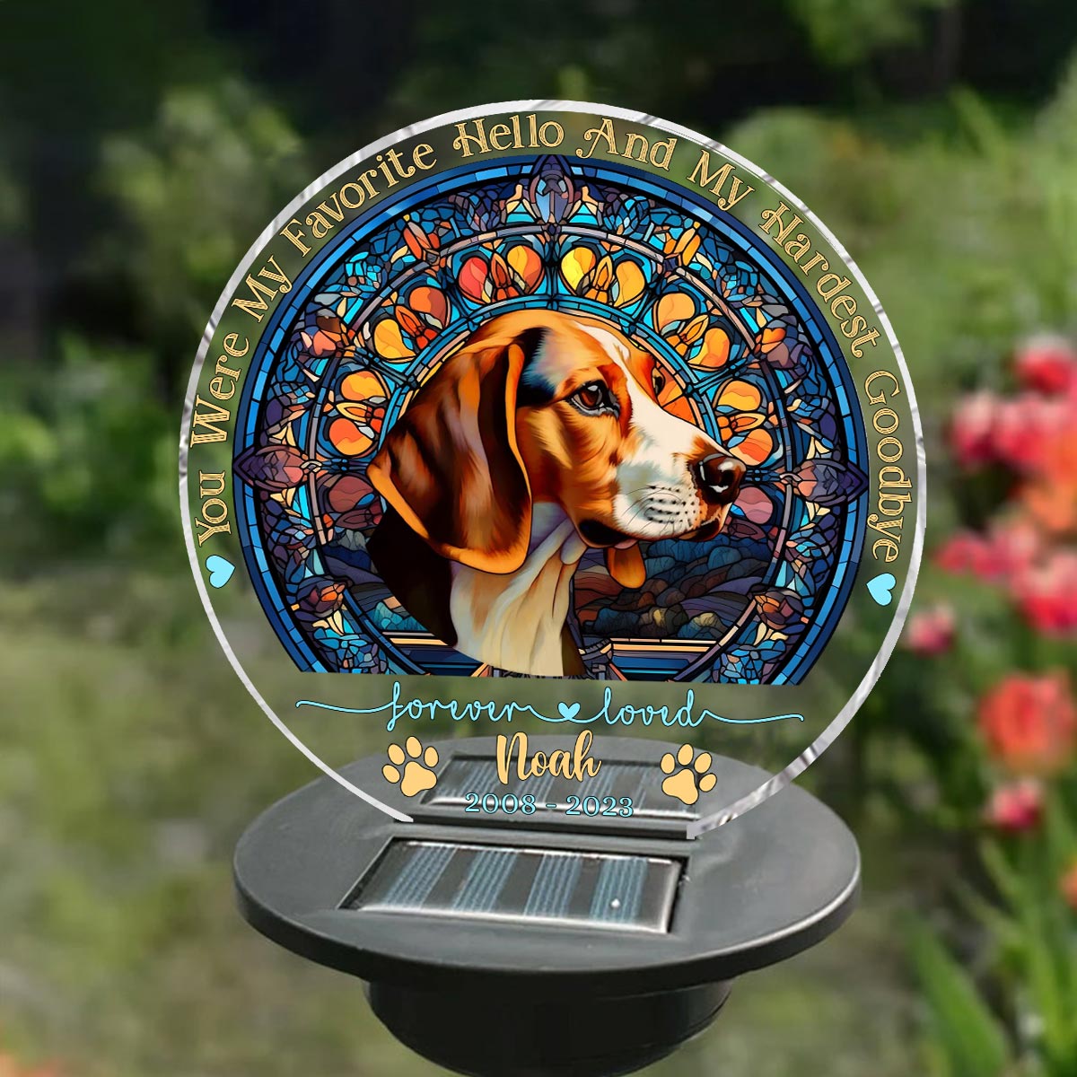 Tu étais mon préféré Bonjour - Lampe solaire de jardin personnalisée pour chien