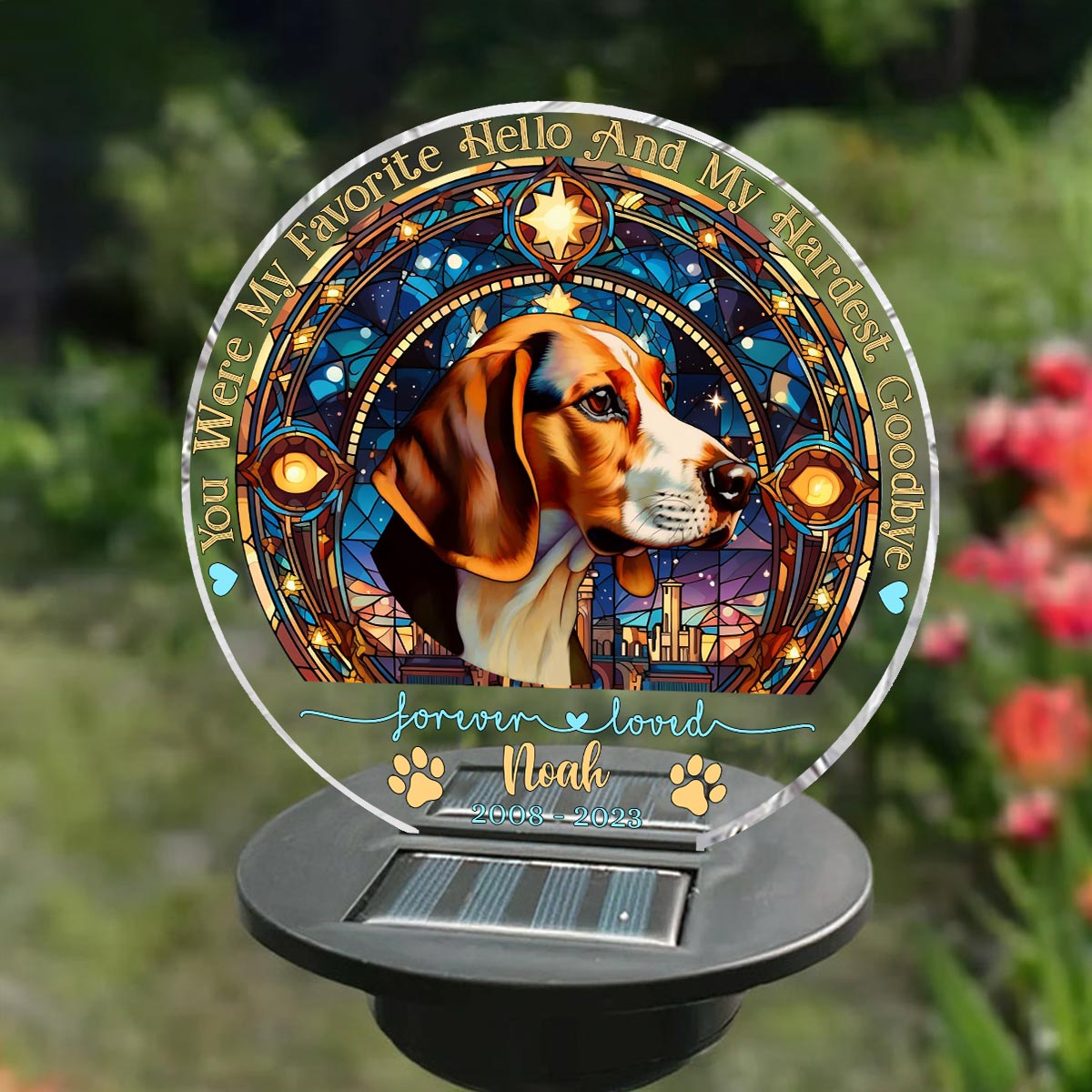 Tu étais mon préféré Bonjour - Lampe solaire de jardin personnalisée pour chien