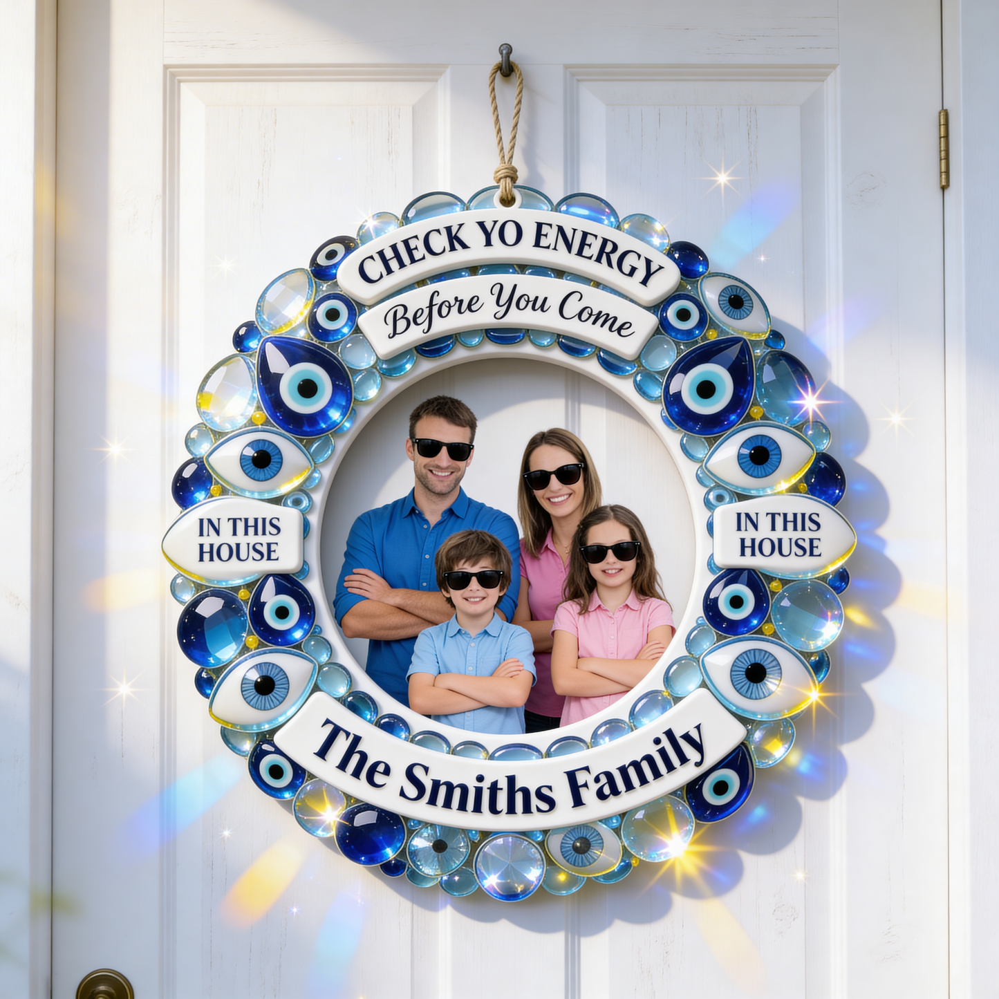 Check Yo Energy, Evil Eyes - Personalized Family Acrylic Sign