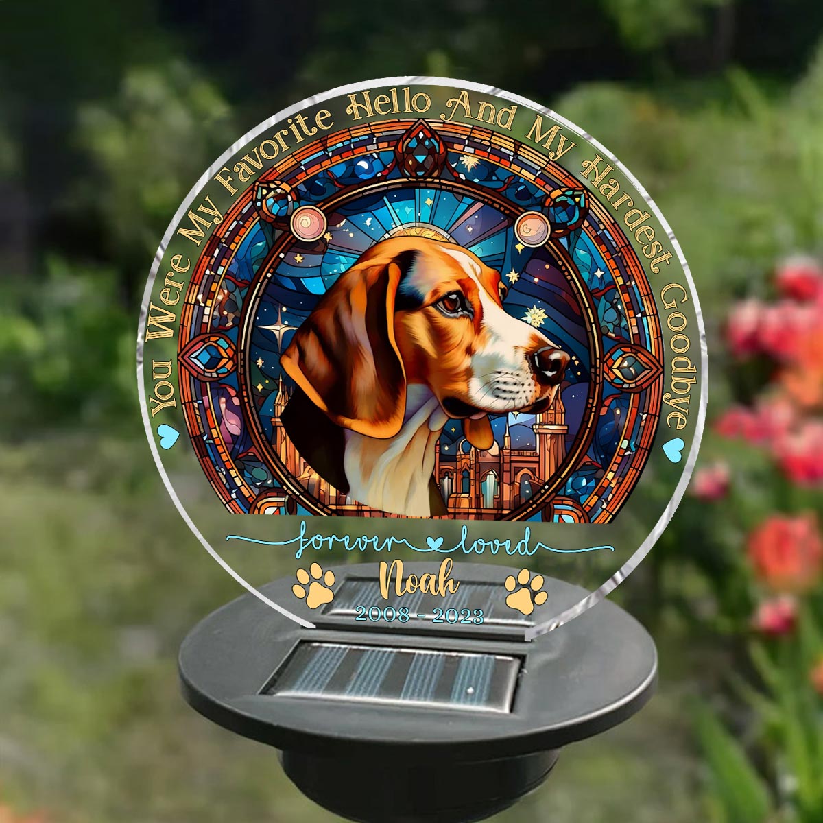 Tu étais mon préféré Bonjour - Lampe solaire de jardin personnalisée pour chien
