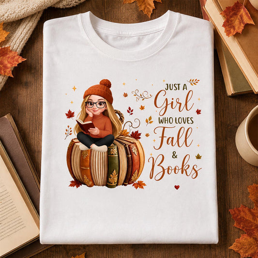 Juste une fille qui aime l'automne et les livres - T-shirt personnalisé pour les amoureux des livres