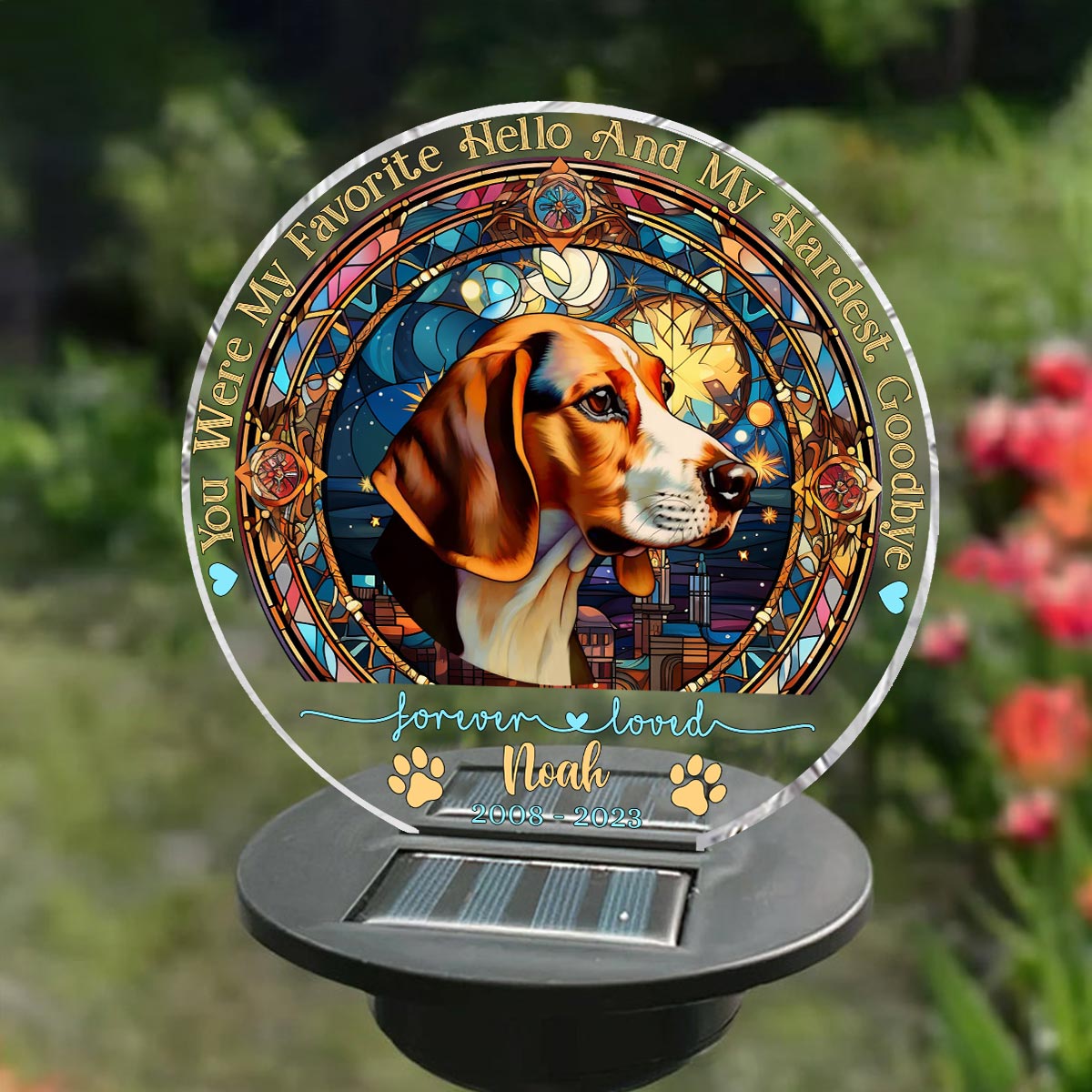 Tu étais mon préféré Bonjour - Lampe solaire de jardin personnalisée pour chien