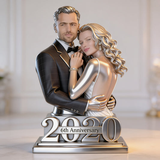 Personalized Young White Couple Wedding Anniversary Shaped Acrylic Plaque - Custom Anniversary Gift for Husband, Wife