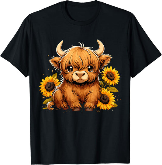 T-shirt et sweat à capuche « Vache des Highlands Tournesol » 0624