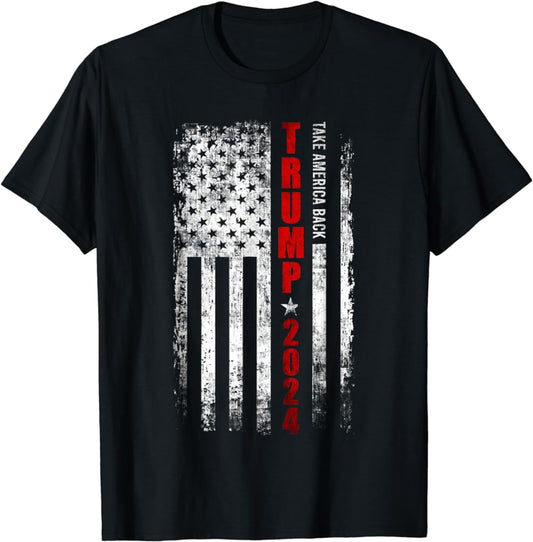 T-shirt et sweat à capuche patriotiques « Donald Trump 2024 Reprenons l'Amérique » avec drapeau américain