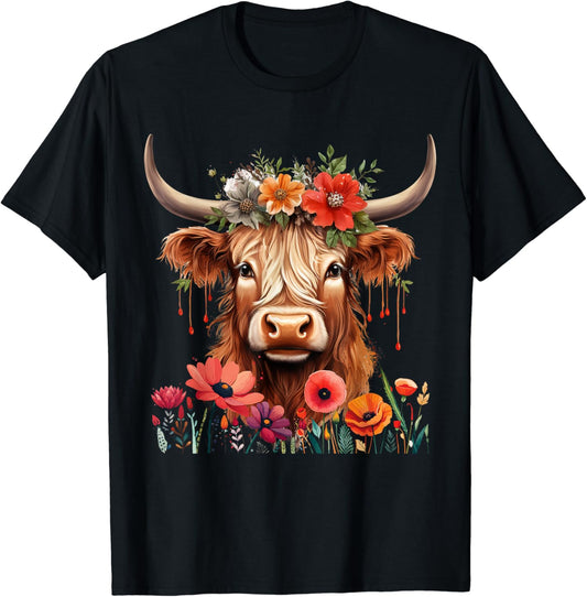Highland Cow With Flowers Highland Cow T-shirt & Hoodie 0624