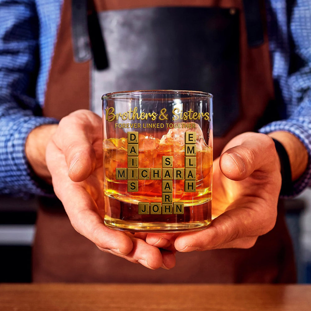 Mots croisés Scrabble pour frères et sœurs - Verre à whisky personnalisé pour frères et sœurs