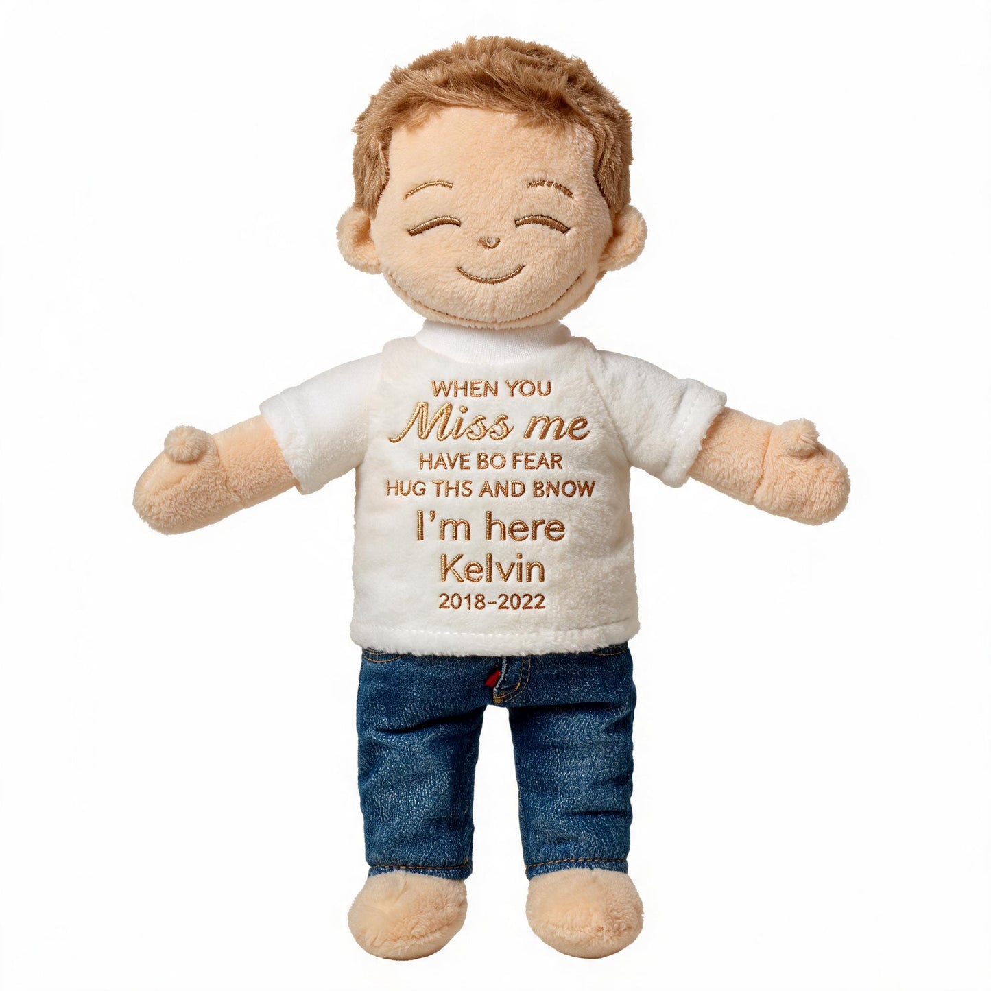 Personalized Little Boy Memorial Plush Doll, Custom In Loving Memory Hugging Ragdoll Comfort Gift for Loss of Loved One