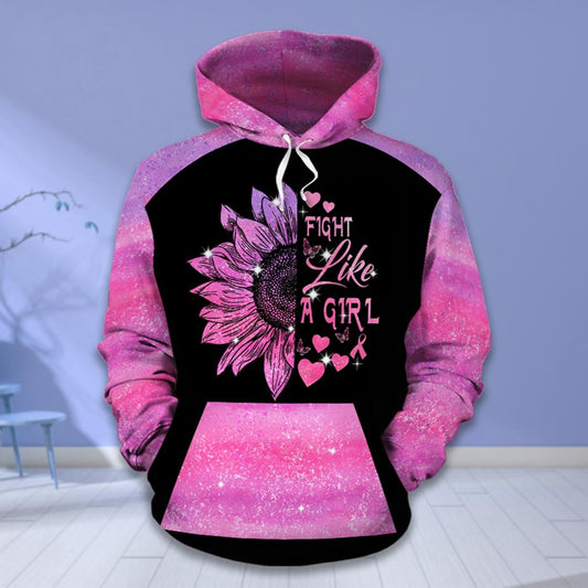 Combattez comme une fille - T-shirt et sweat à capuche « Sensibilisation au cancer du sein » 0822