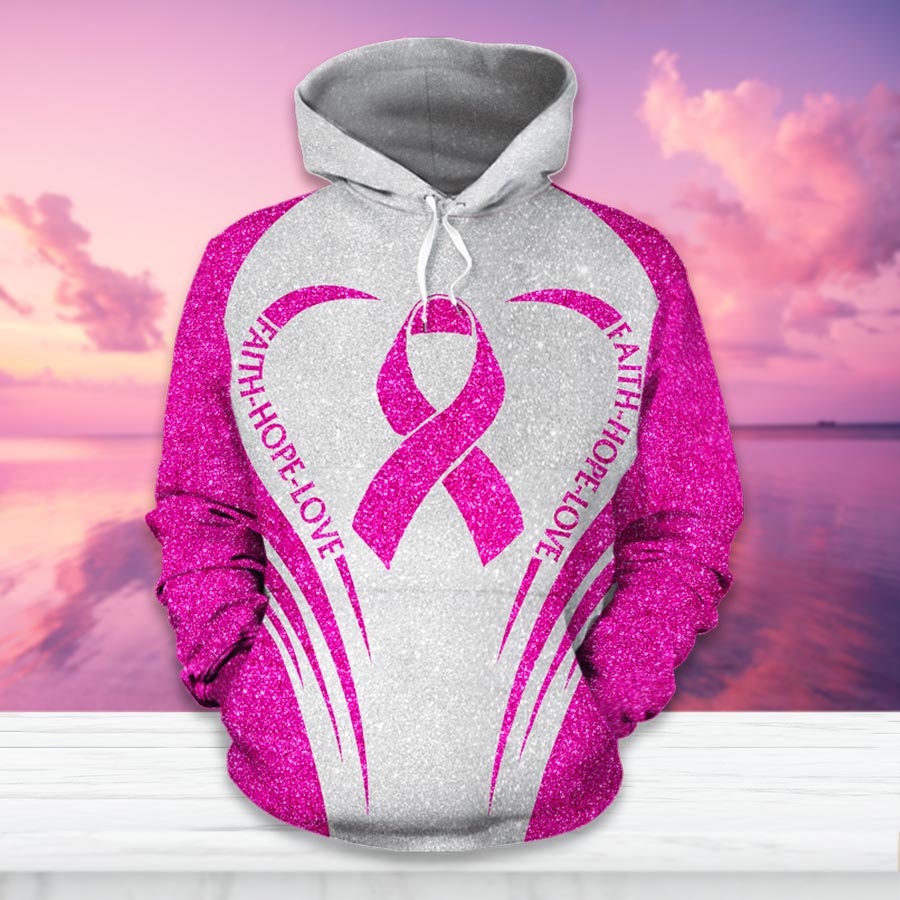 Faith Hope Love - Breast Cancer Awareness All Over T-shirt and Hoodie 0822