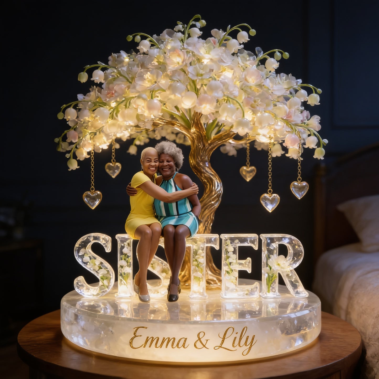 Custom Old Black Sister Night Light LED Tree Lamp, Personalized Senior Black Sisters Keepsake, Birthday Gift Decor