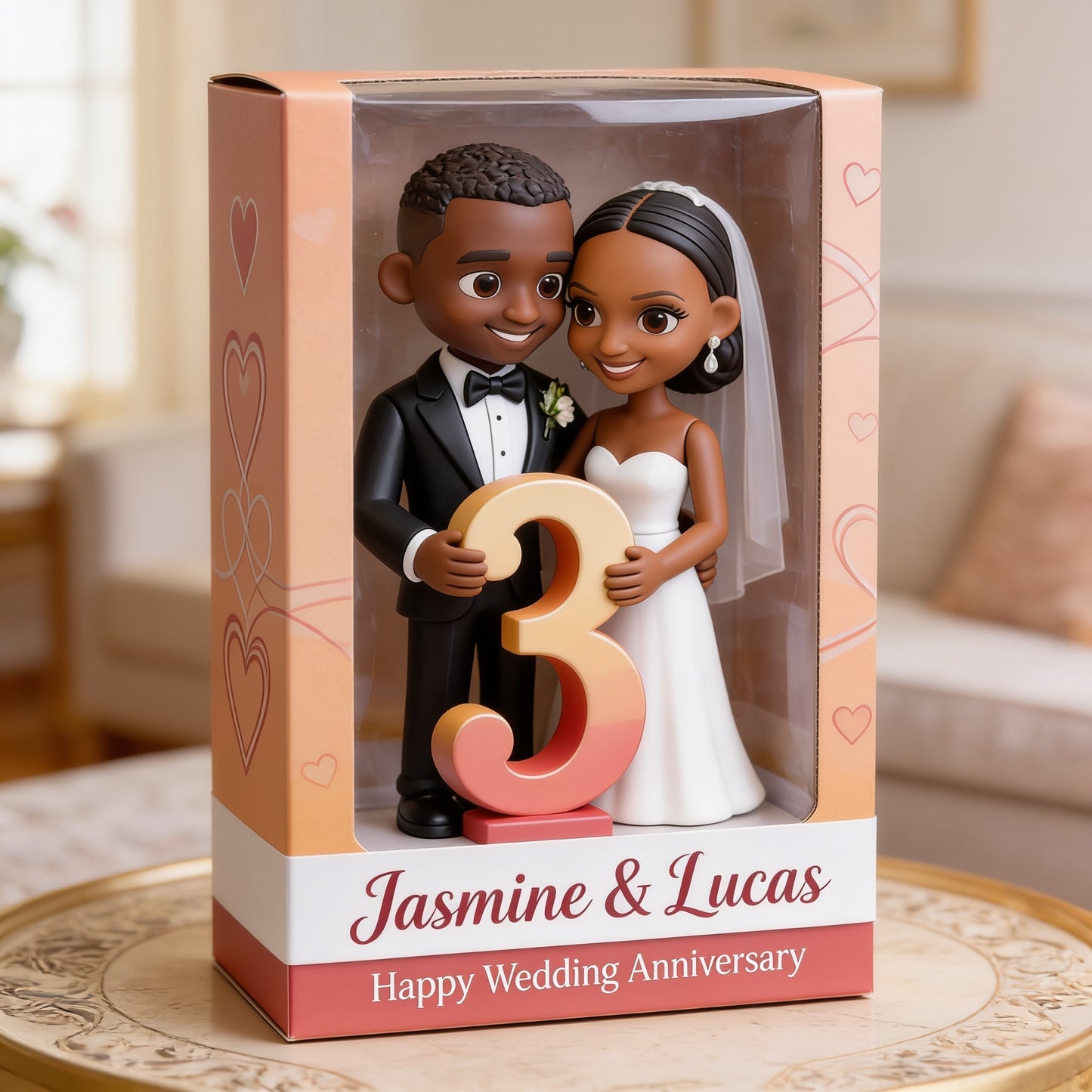 Custom Any Photo 3rd Wedding Anniversary Black Couple Acrylic Plaque – Personalized Name Leather Anniversary Keepsake Decor