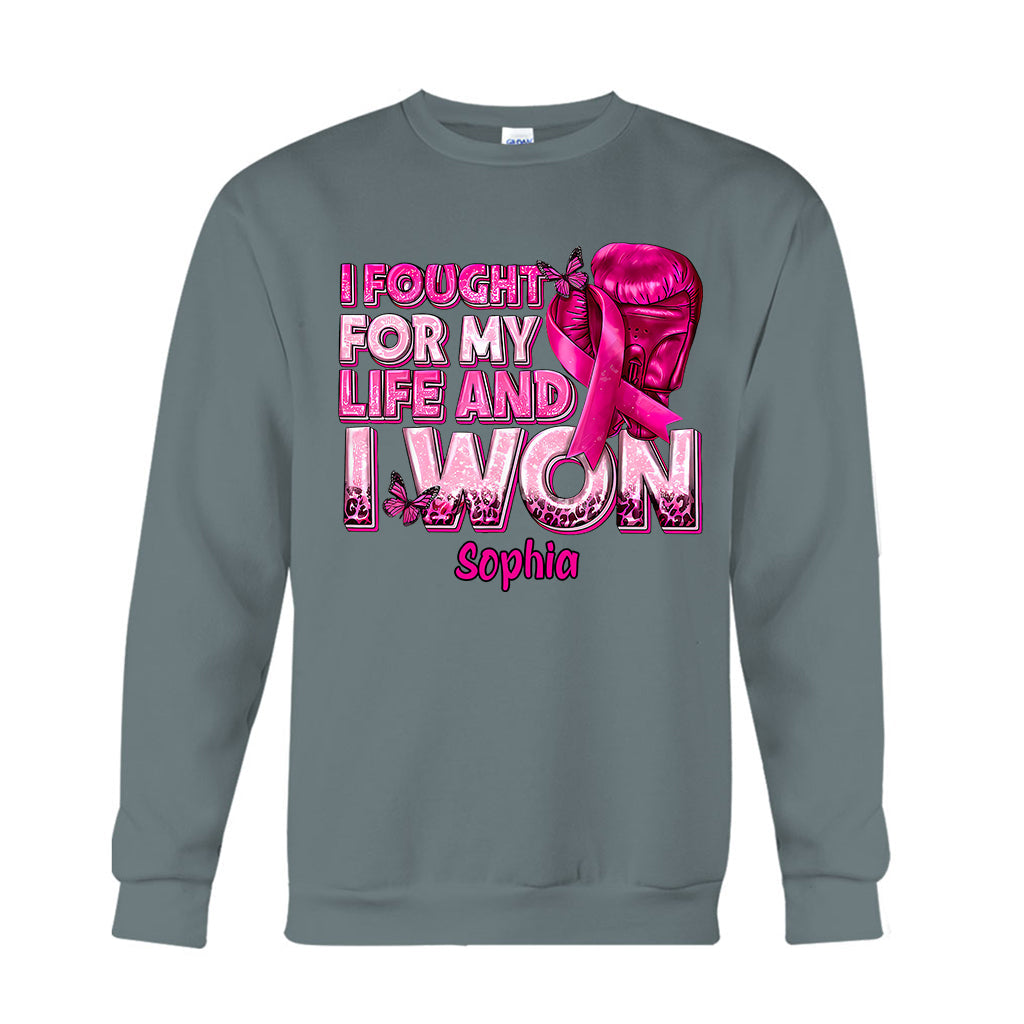Gants de boxe et ruban rose - T-shirt et sweat à capuche personnalisés pour la sensibilisation au cancer du sein