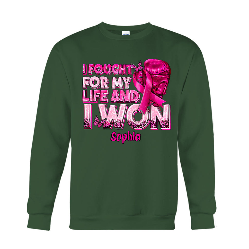 Gants de boxe et ruban rose - T-shirt et sweat à capuche personnalisés pour la sensibilisation au cancer du sein