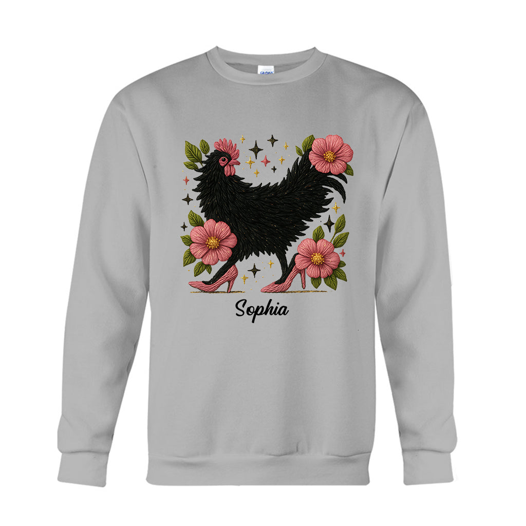 Poulet fleuri - T-shirt et sweat à capuche personnalisés avec motif poulet