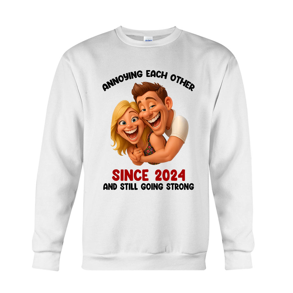 Funny Gift Cartoonish Exaggerated Mascot Style - Personalized Couple T-shirt And Hoodie