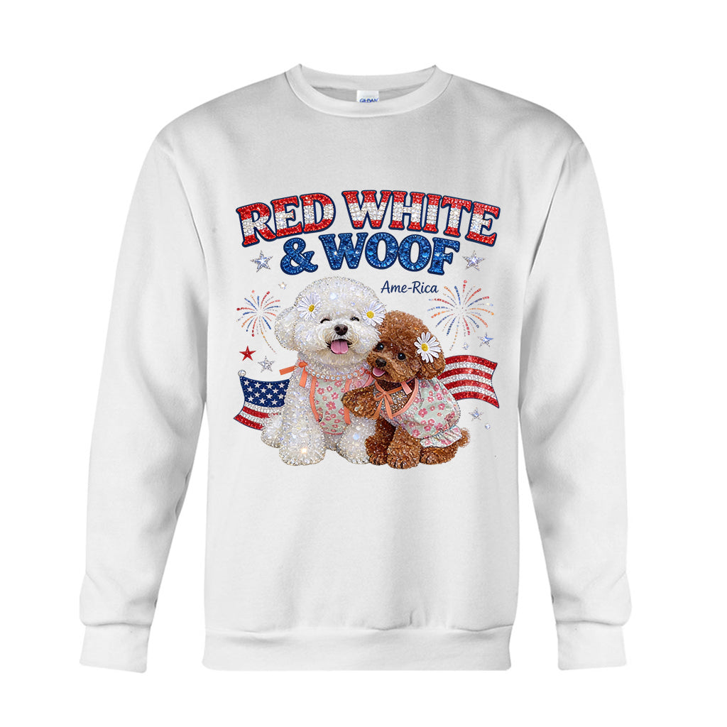 Rouge Blanc Woof - T-shirt et Sweat à Capuche Personnalisés pour Chien