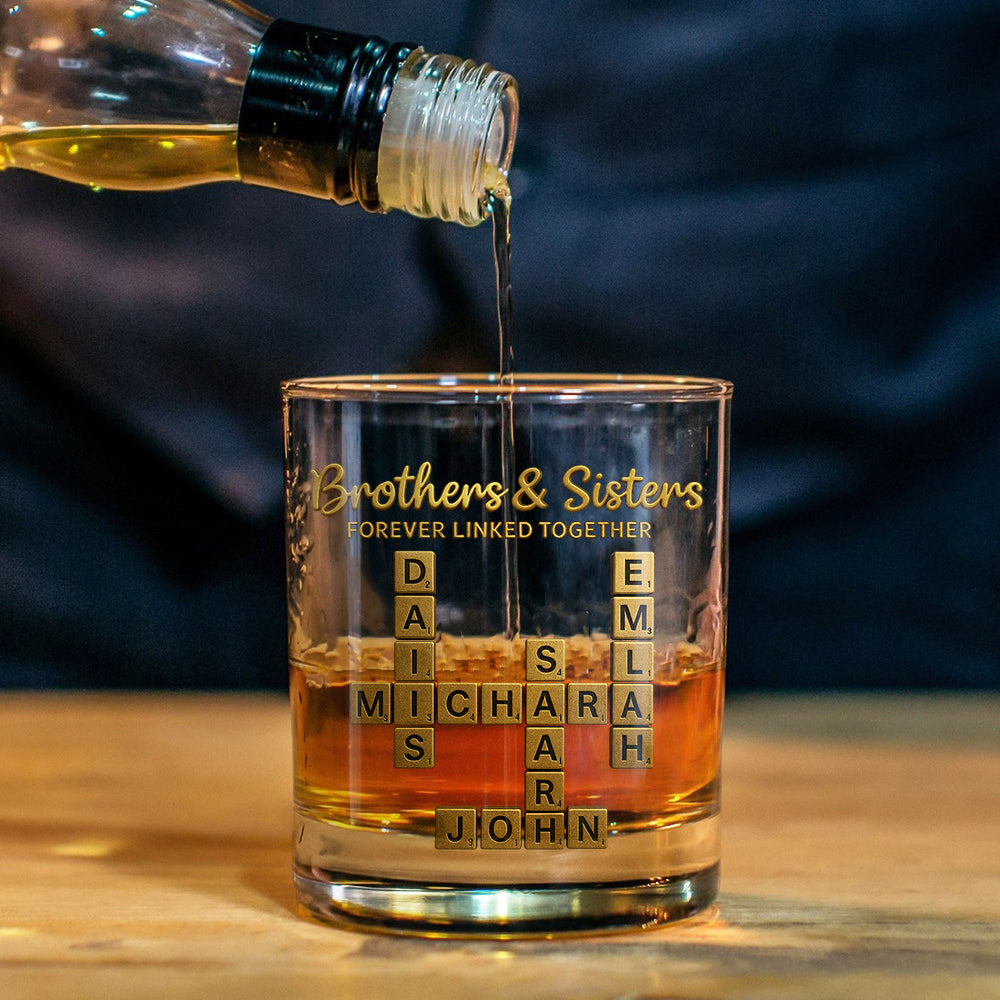 Mots croisés Scrabble pour frères et sœurs - Verre à whisky personnalisé pour frères et sœurs