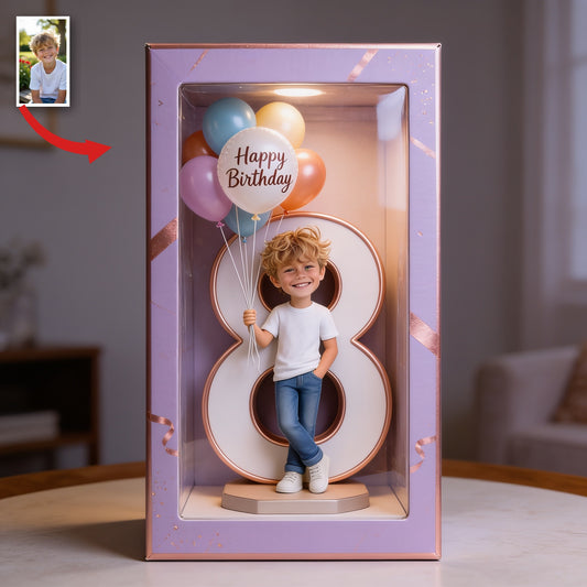 Personalized 8th Birthday Little Boy Acrylic Display Box Keepsake Gift