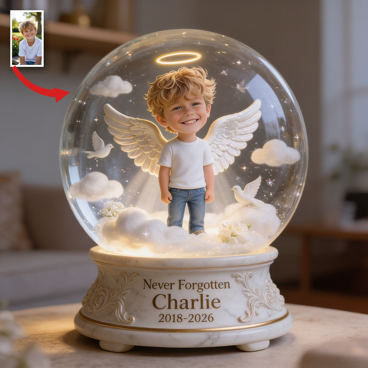 Personalized Little Boy Memorial Custom Shaped Acrylic Plaque Sympathy Keepsake