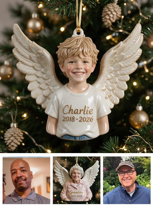 Personalized Christmas Little Boy Angel 3D Memorial Ornament