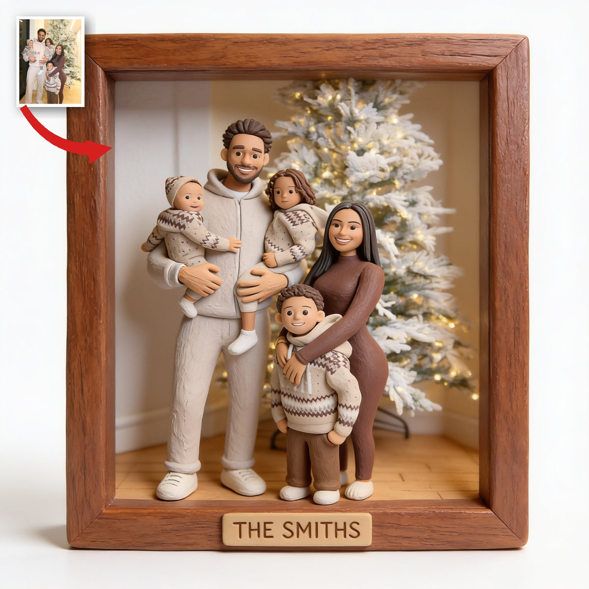 Personalized Custom Photo Christmas Black Christmas Family of Five Acrylic Plaque Home Decor