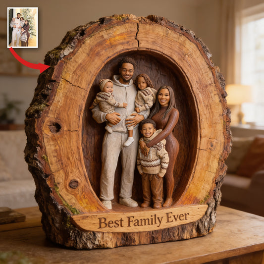 Personalized Christmas Black Christmas Family of Five Custom Shaped Acrylic Plaque