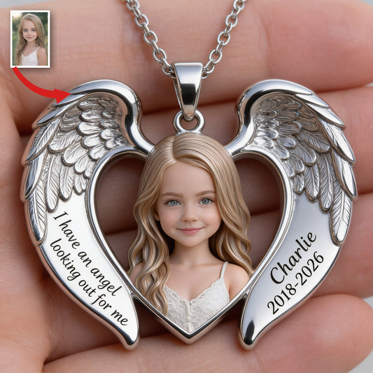 Collier Pendentif Ange Aile Mémorial Personnalisé pour Petite Fille
