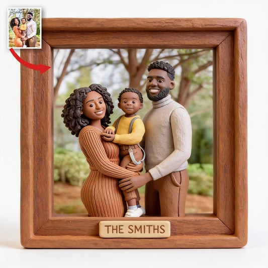 Personalized Custom Photo Black Family of Three Custom Shaped Acrylic Plaque Keepsake Gift