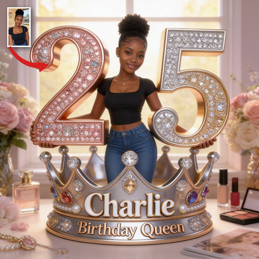 Plaque Acrylique Personnalisée Anniversaire 25e Femme Noire Reine