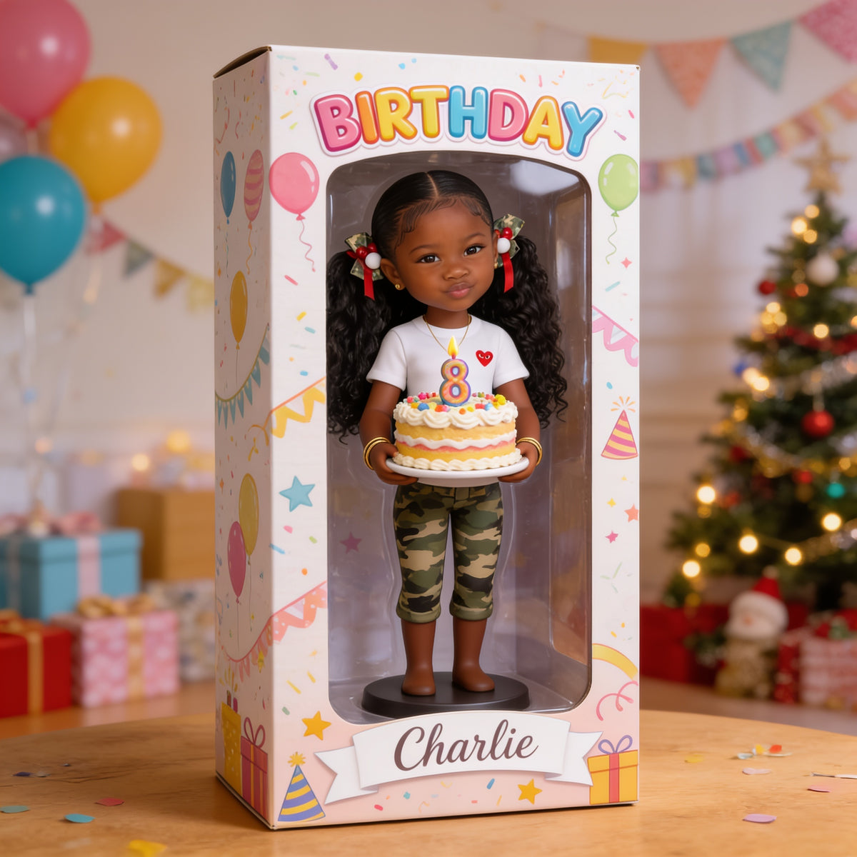 Personalized 8th Birthday Black Little Girl Acrylic Display Box, Daughter Granddaughter Niece Gift