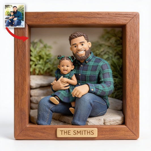 Personalized Custom Photo Single Dad Family Custom Shaped Acrylic Plaque Desk Decor