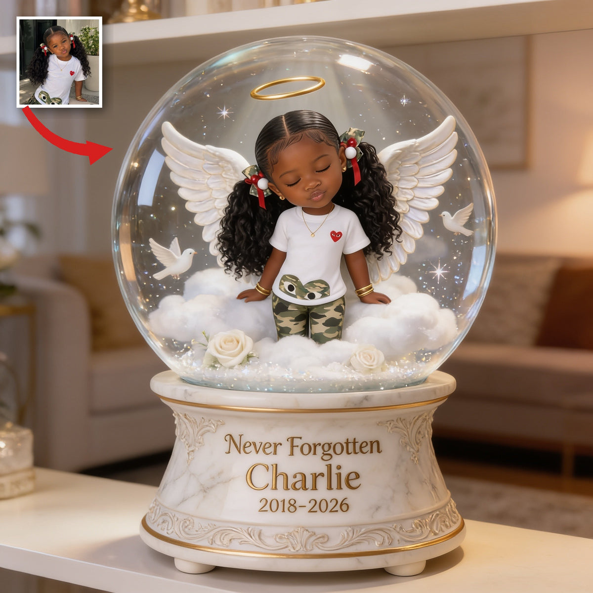 Personalized Black Little Girl Memorial Custom Shaped Acrylic Plaque Sympathy Gift