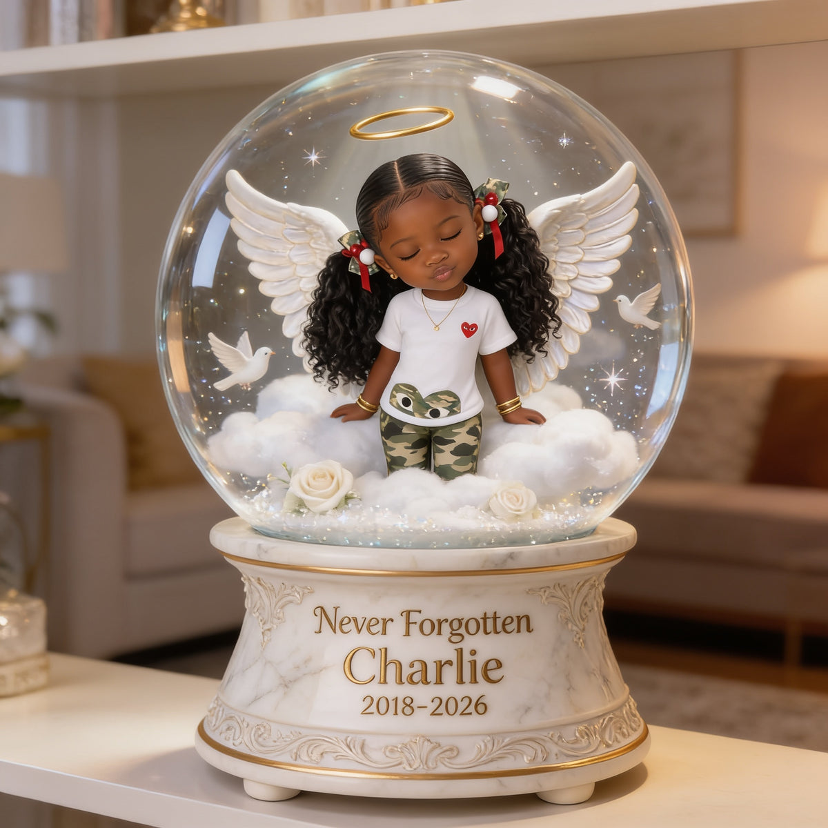 Personalized Black Little Girl Memorial Custom Shaped Acrylic Plaque Sympathy Gift