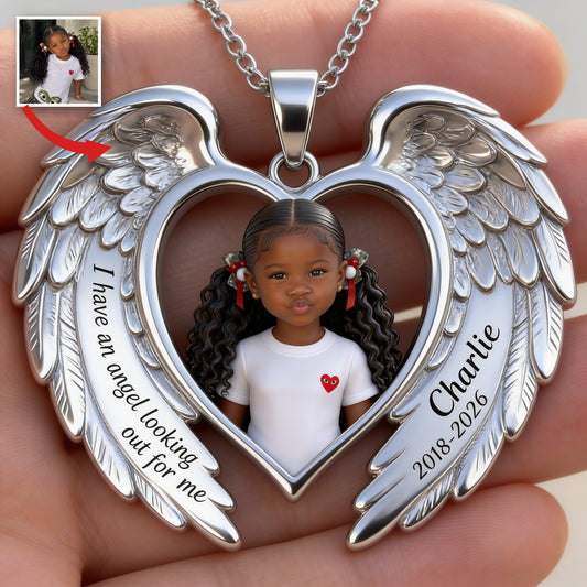 Collier Pendentif Ange Aile Mémorial Personnalisé pour Petite Fille