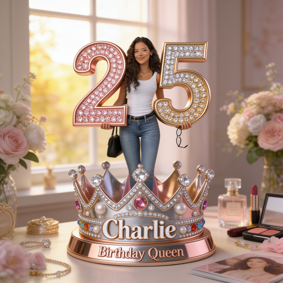 Personalized 25th Birthday Latina Woman Custom Shaped Acrylic Plaque Birthday Queen Gift