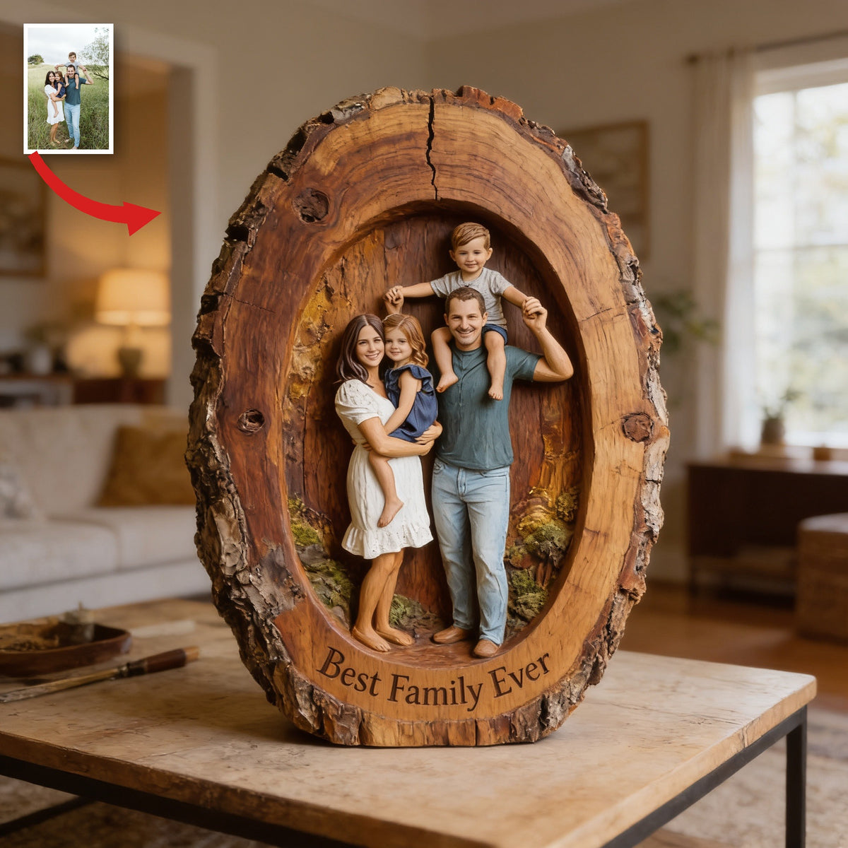 Personalized Family Of Four Custom Shaped Acrylic Plaque Best Family Ever Home Decor Gift