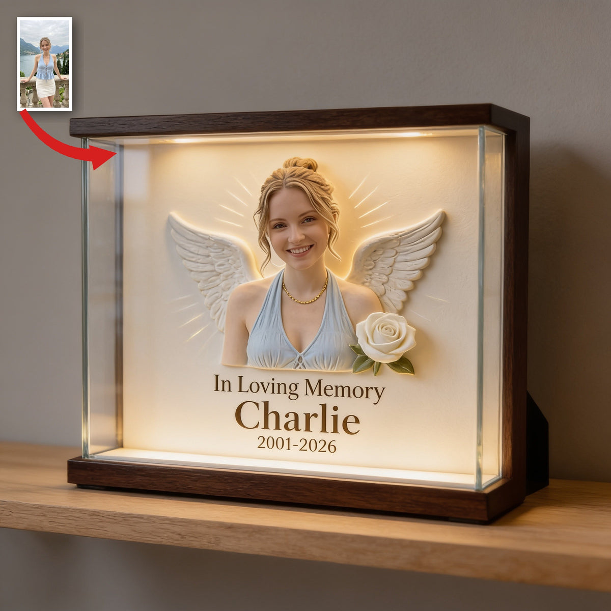Personalized In Loving Memory Woman LED Memorial Acrylic Plaque Keepsake