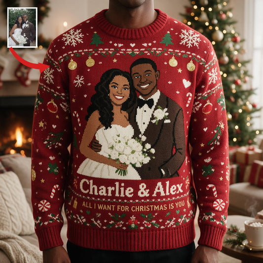 Pull moche de Noël personnalisé pour le 10e anniversaire de mariage 2016