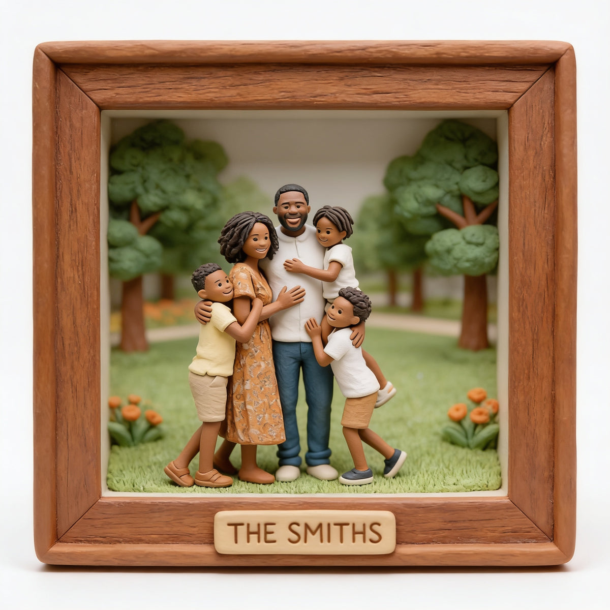 Personalized Custom Photo Black Family of Five Shaped Acrylic Plaque Keepsake
